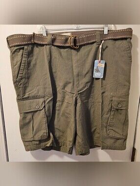 True Nation Ripstop Cargo Shorts W/ Belt Green Men's Size 48 NWT